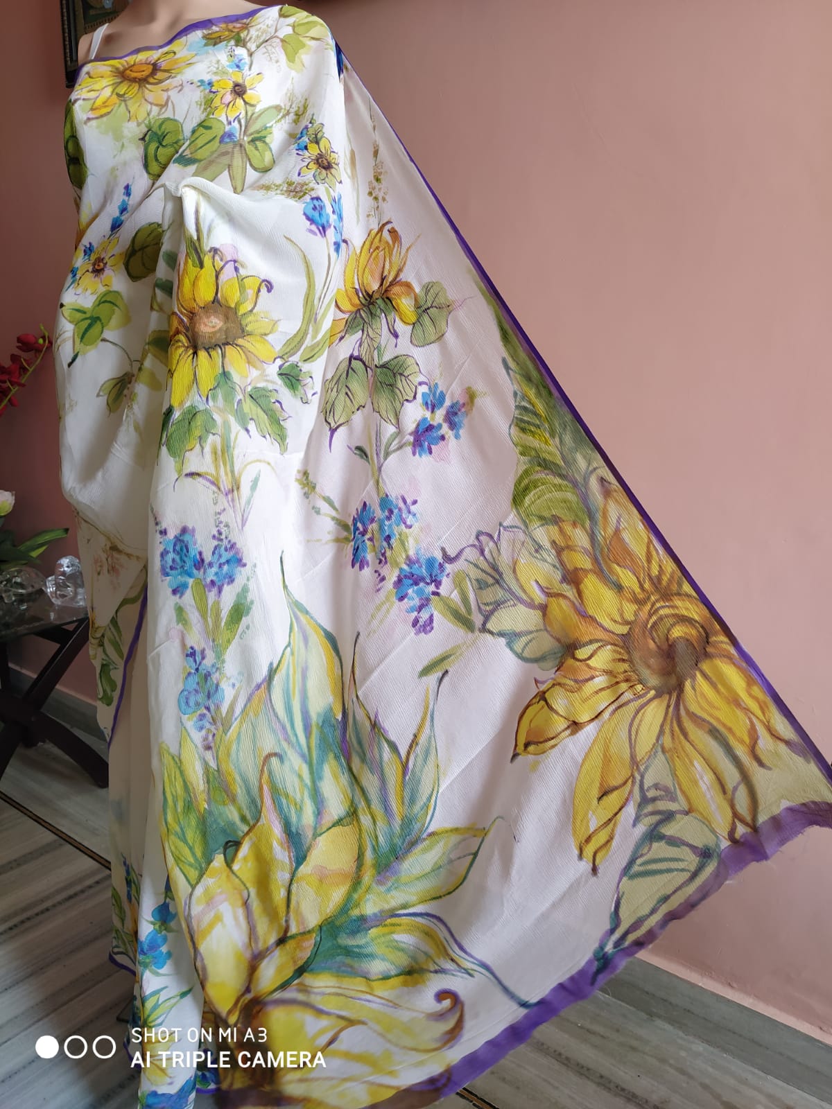 Cotton Candy hand brush painted viscose chiffon saree | Chiffon saree,  Chiffon fashion, Pure chiffon